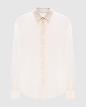 Brunello Cucinelli Beige silk blouse with monil chain MF940NB916