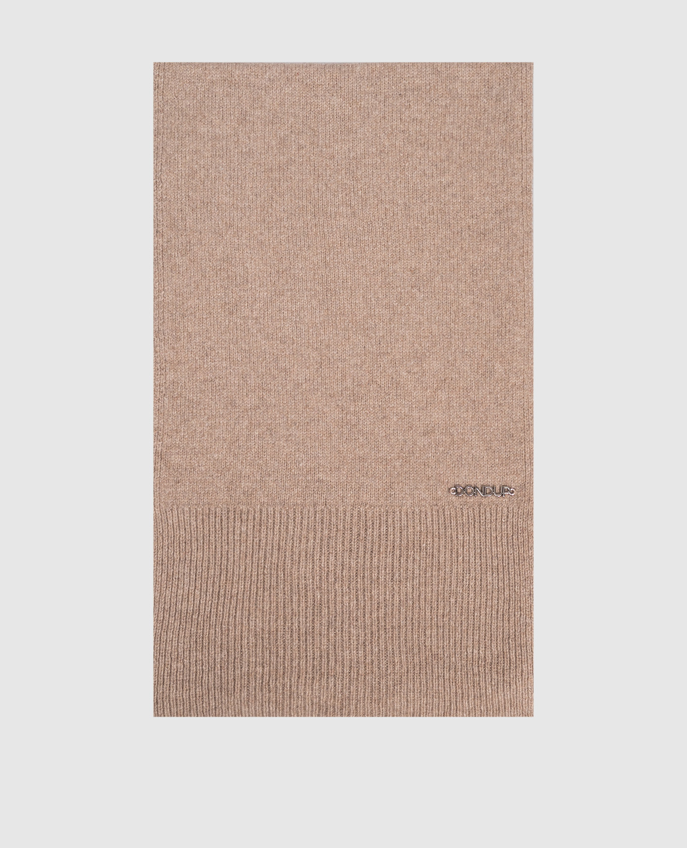 Brown cashmere and wool scarf with logo Dondup