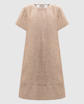 Peserico Beige linen dress with monil chain S0218202629