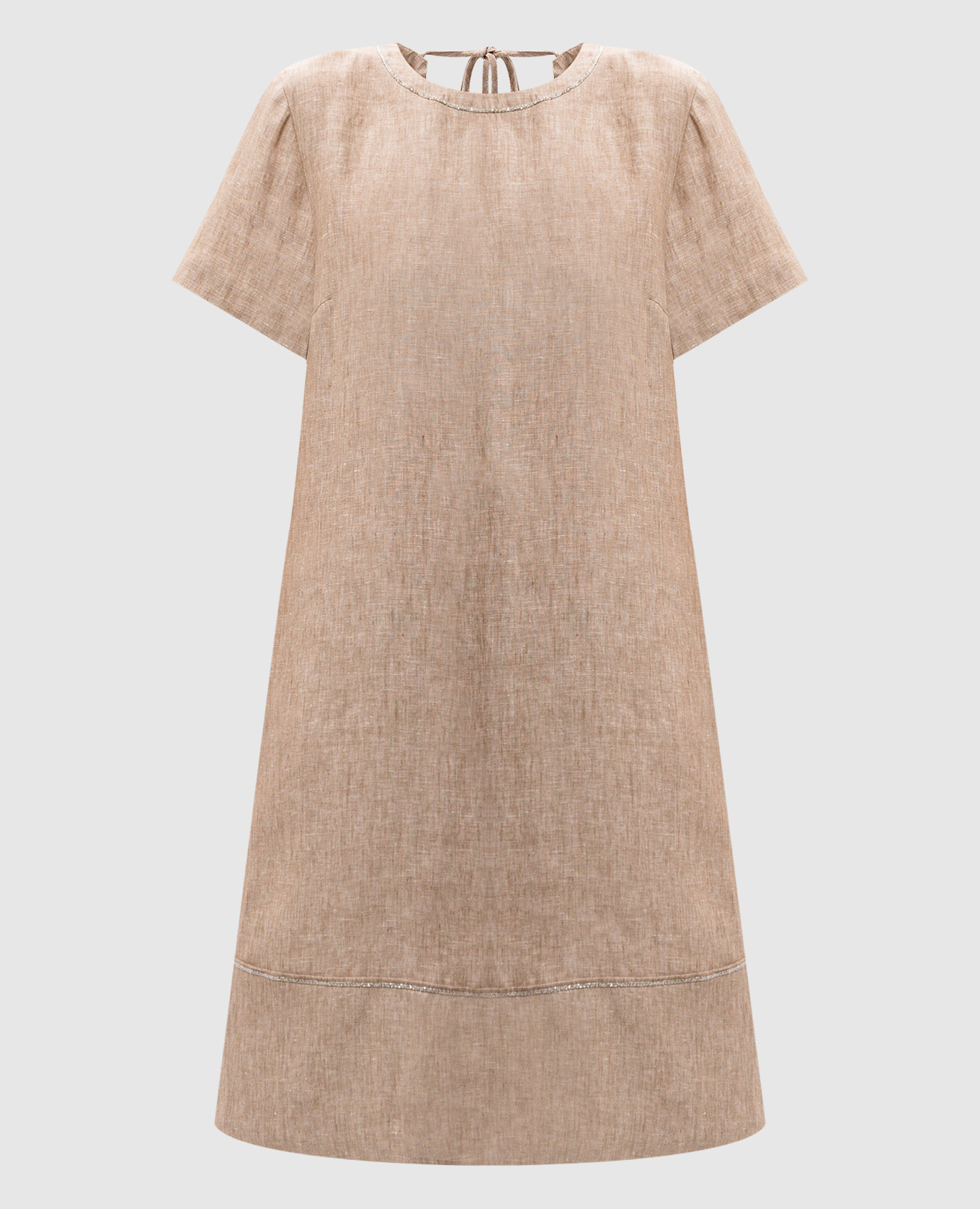 Beige linen dress with monil chain Peserico