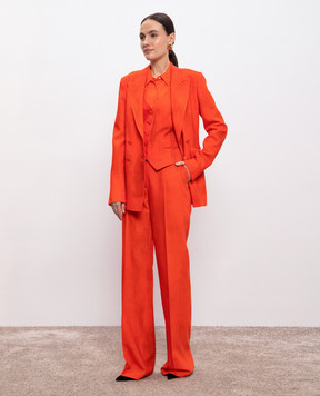 Gabriela Hearst Angela orange double-breasted jacket in vintage-effect wool 3255113W163