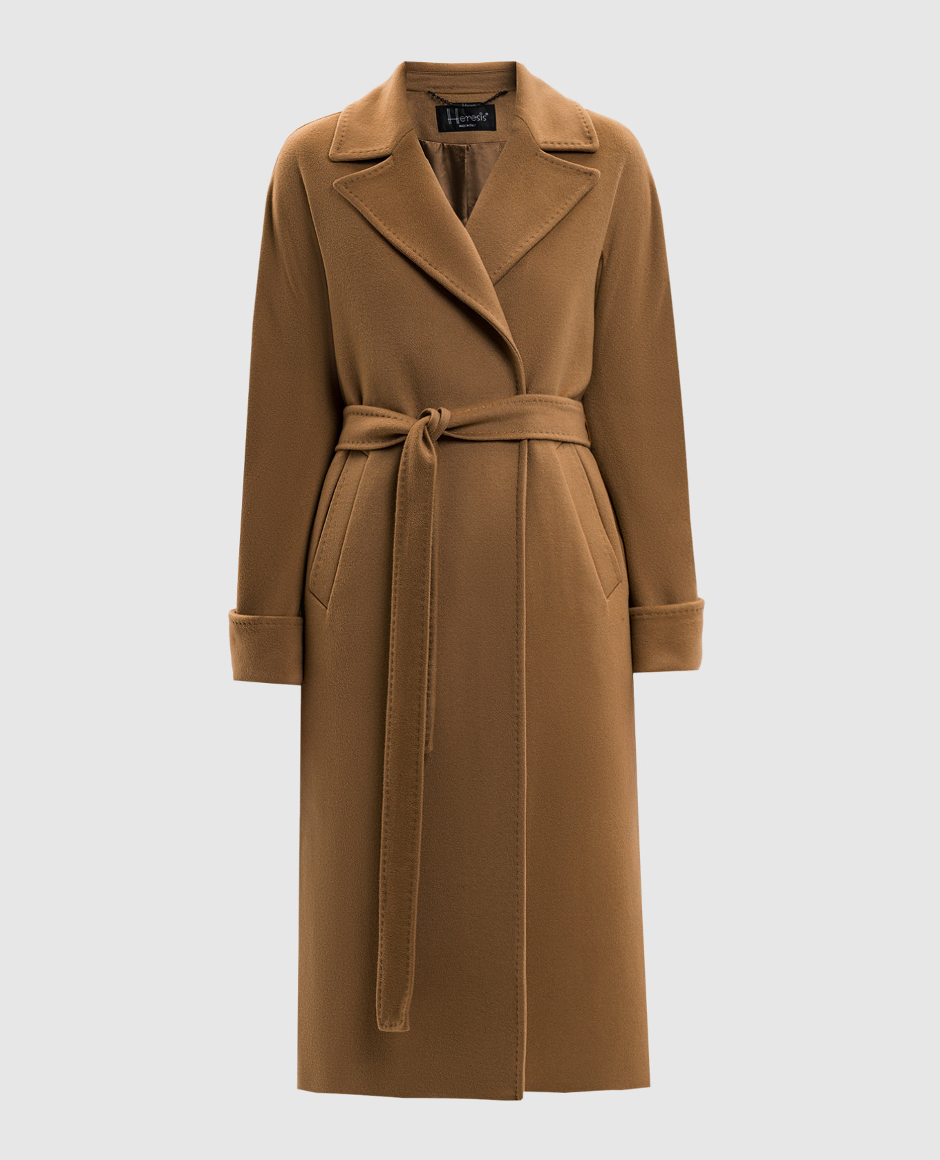 Brown wool coat with belt