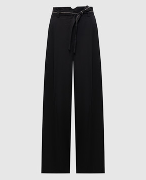 Peserico Brown wool pants with belt P0470103472