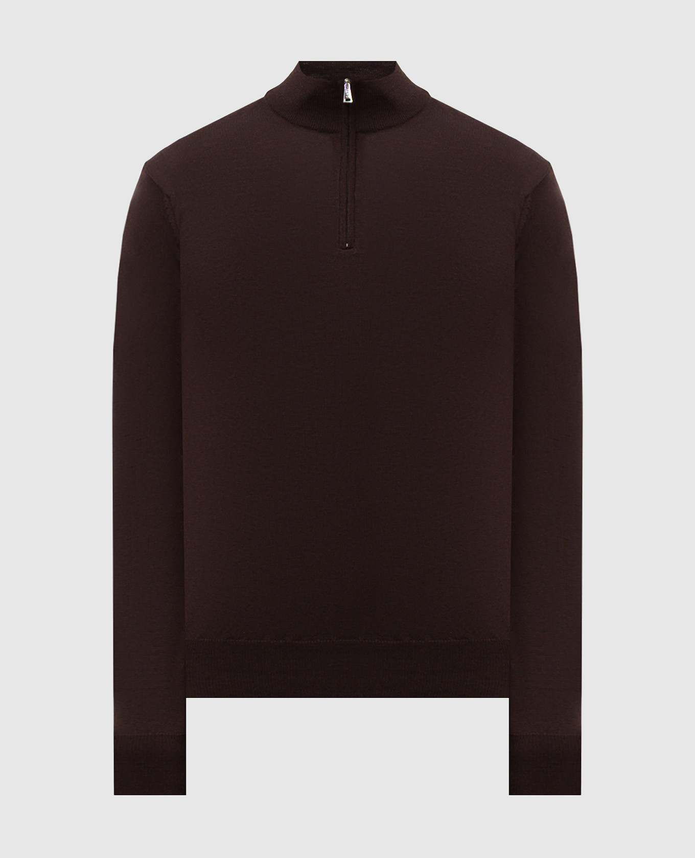 Brown merino wool jumper with zipper