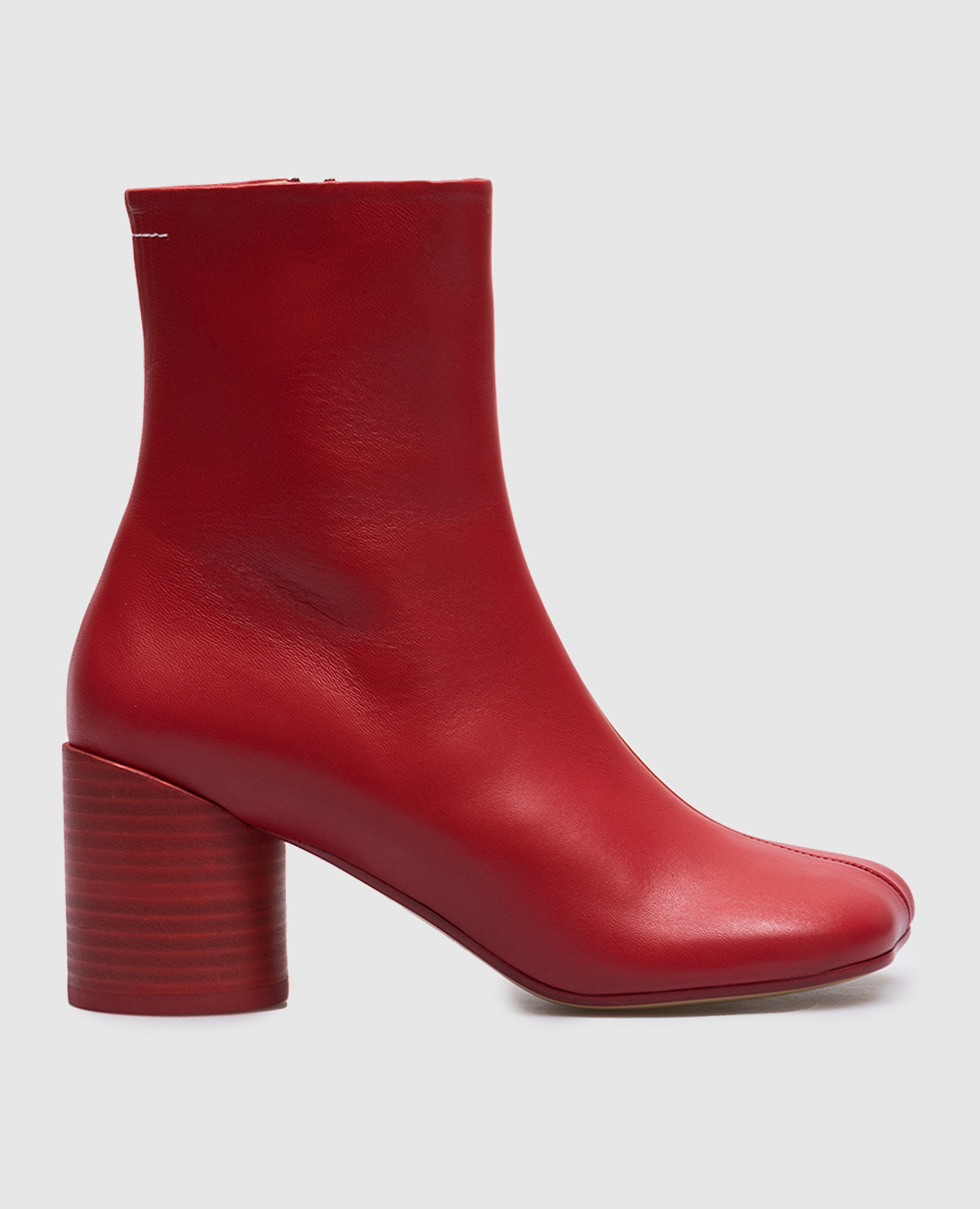 Red leather ankle boots maison margiela mm6