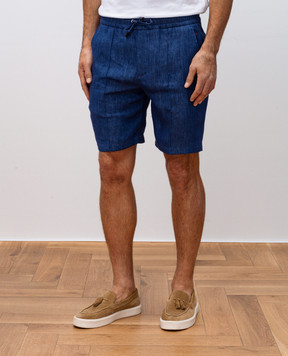 ISAIA Blue linen shorts PNC02194050