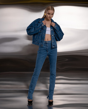 Magda Butrym Blue jeans with logo patch DENIM09PANTS119424