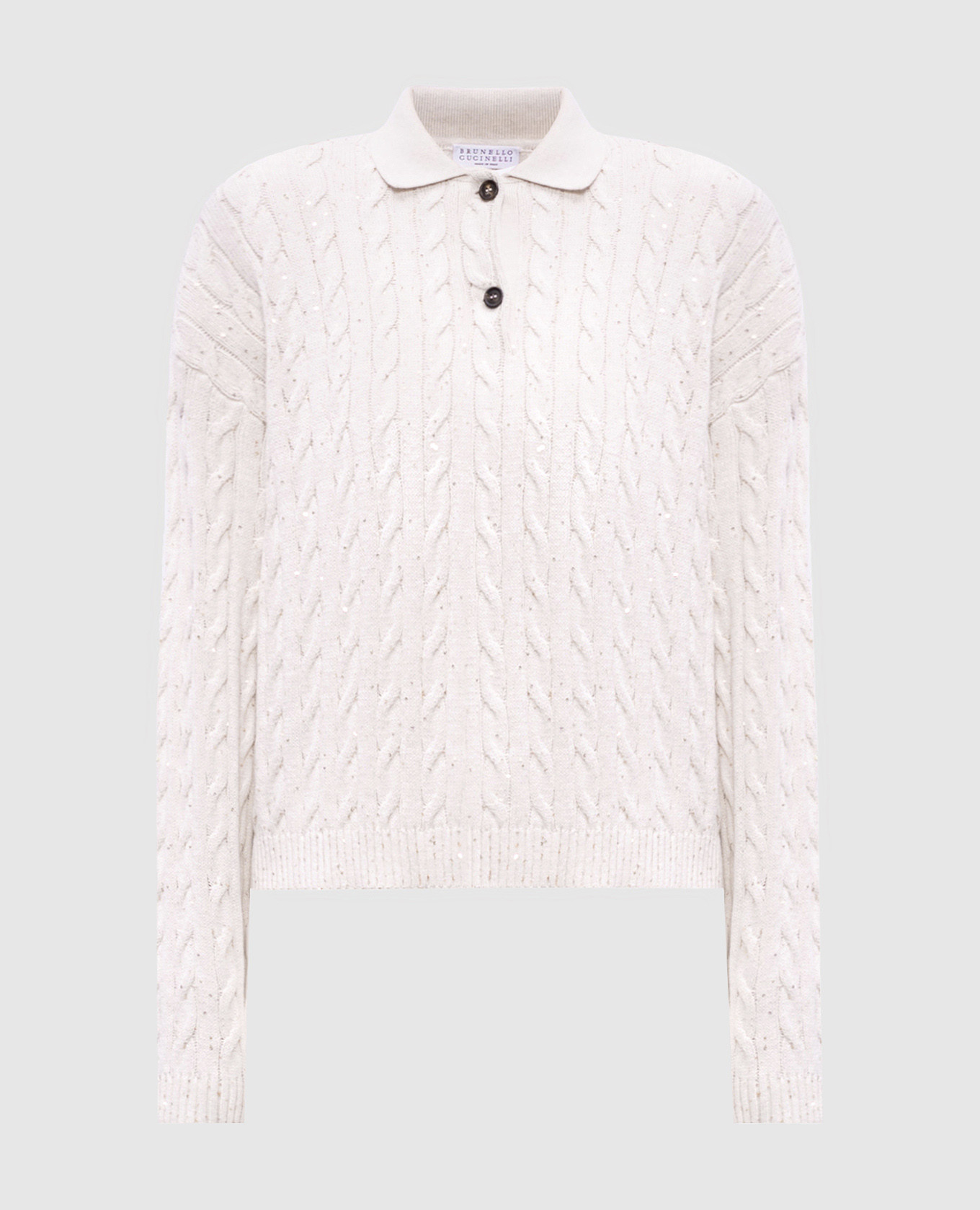 

Beige sweater with polo collar and sequins Brunello Cucinelli