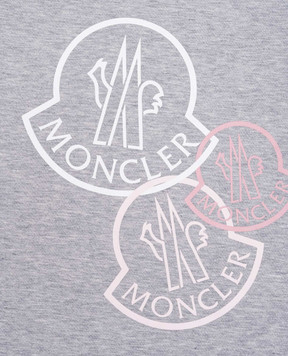 Moncler ENFANT Children's gray melange T-shirt with a logo J29518C000028790N