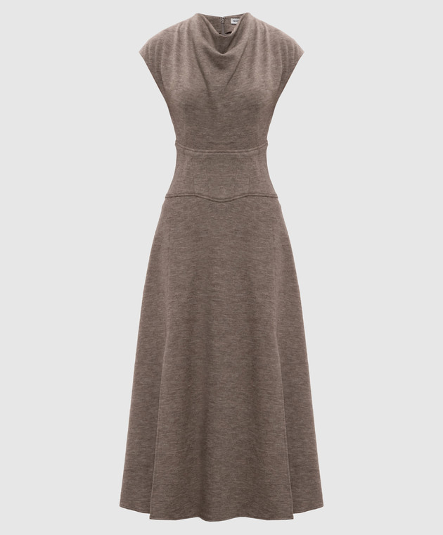 brown ribbed long sleeve dress Simkhai Covey Linen-Blend Mini Dress