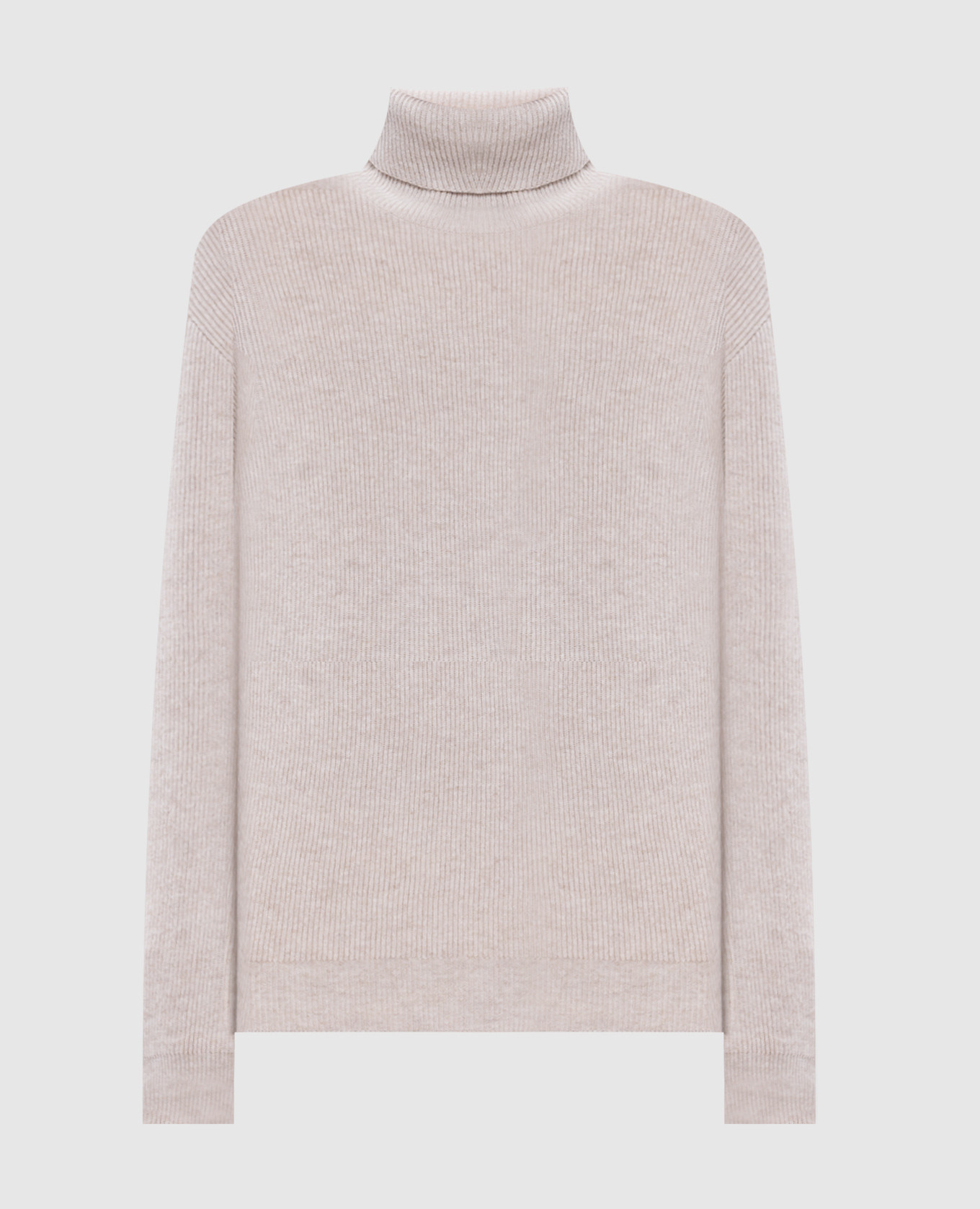 

Beige ribbed cashmere sweater with monil chain Brunello Cucinelli