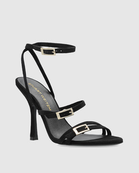Stuart Weitzman Georgie black suede sandals SK095