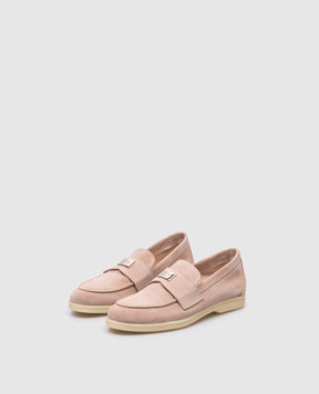 Babe Pay Pls Beige suede loafers with logo plate 2181081432V