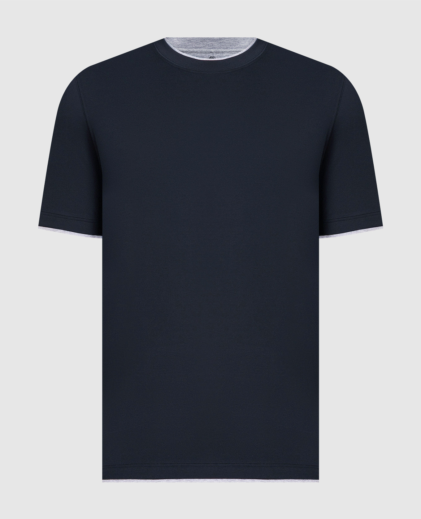 

Blue t-shirt with layered silk Brunello Cucinelli