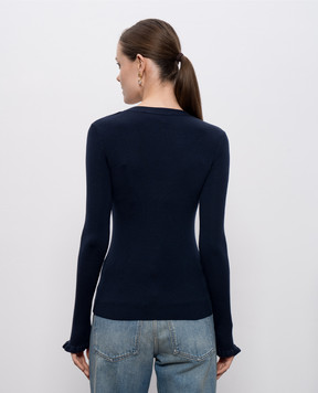 Valentino Blue wool cardigan with logo monogram 7B3KA12M9H7
