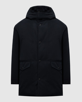 Moncler Blue down jacket with logo patch J20911C0001557843