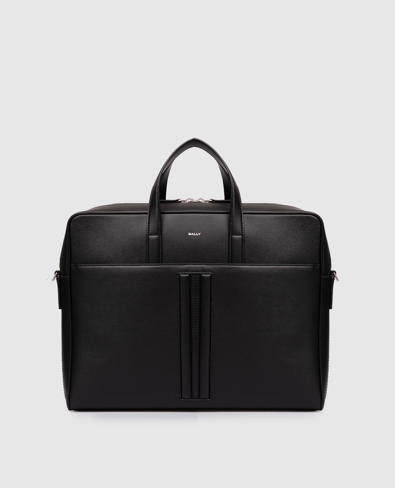 Mythos black leather briefcase with logo Bally