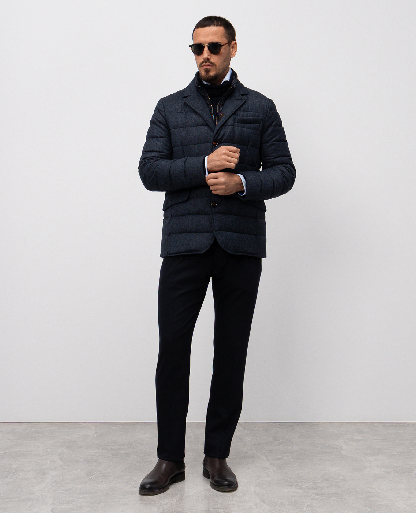 

NOMOS blue wool down jacket MooRER