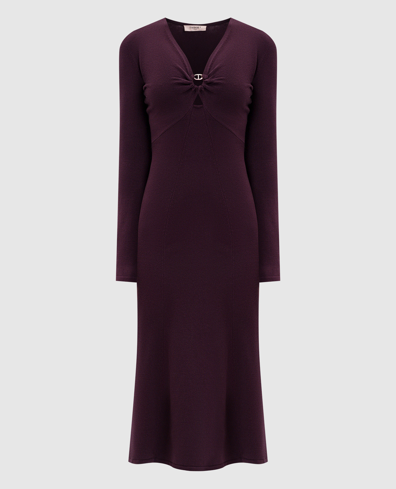 Burgundy midi dress with logo Twinset