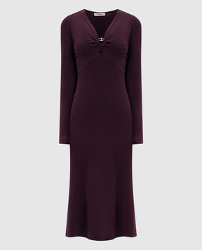 Twinset Burgundy midi dress with logo 252TP3140