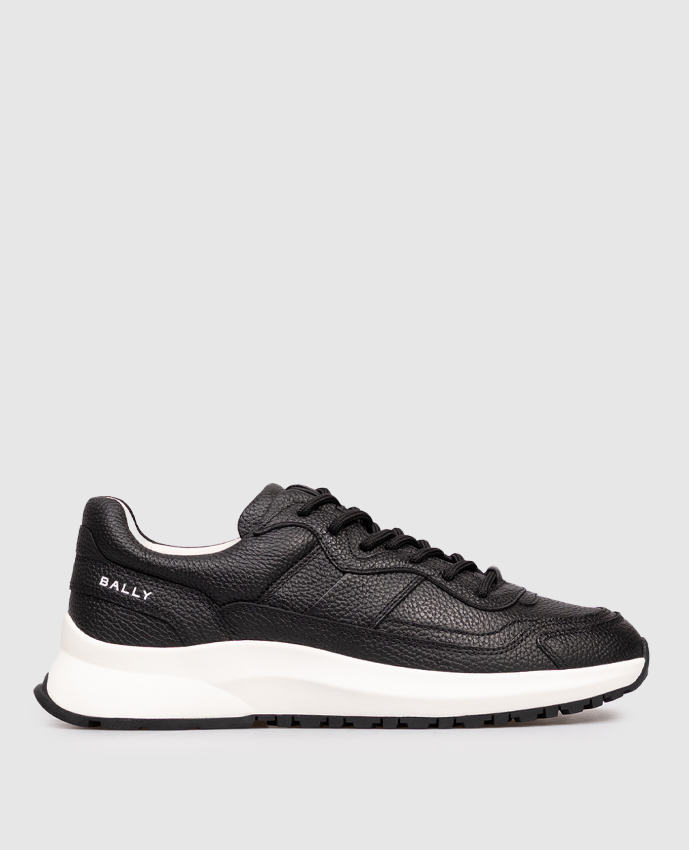 Outline black leather sneakers with logo Bally