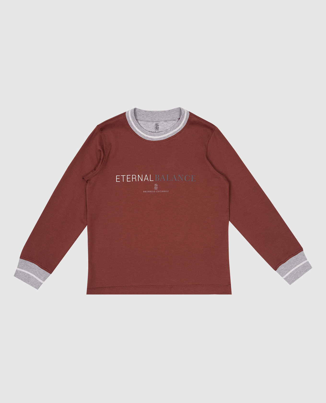 Children's burgundy longsleeve with logo print brunello cucinelli