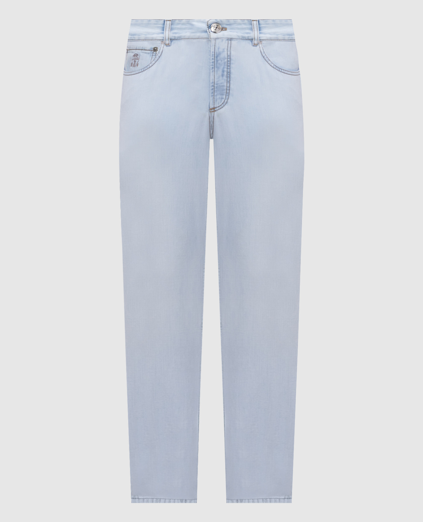 

Blue jeans with logo patch Brunello Cucinelli, Light blue