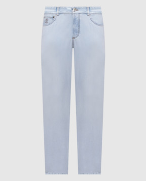 Brunello Cucinelli Blue jeans with logo patch ME645D3210