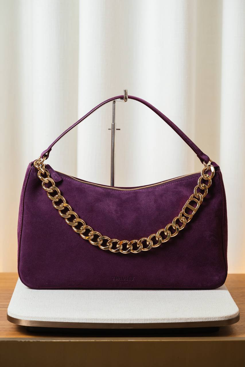 Liliane purple suede hobo bag Twinset 5