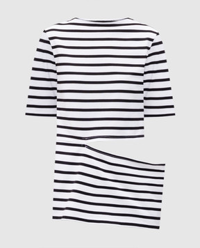 Y`S Yamamoto White striped t-shirt with slit YPT42035