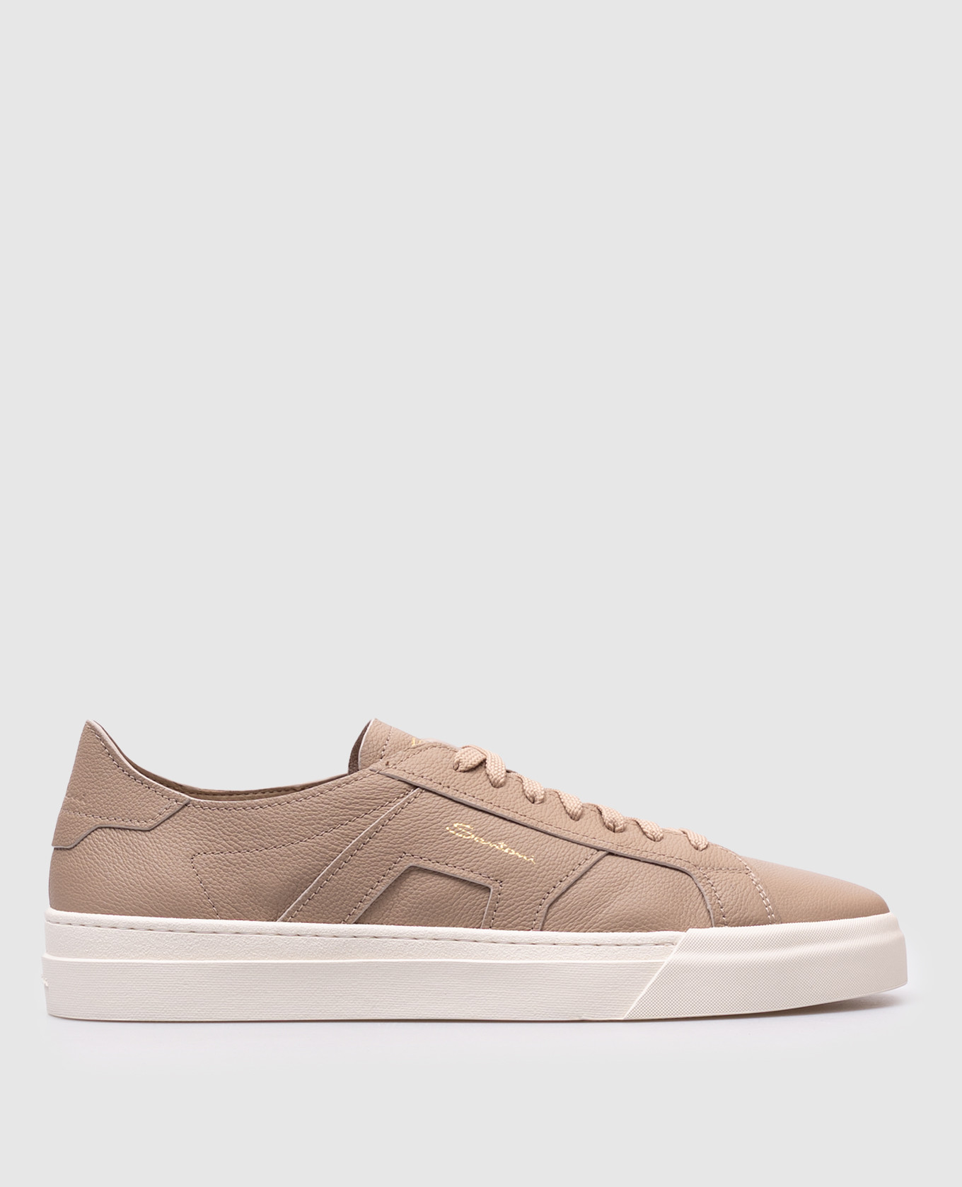 

Brown leather sneakers with logo Santoni