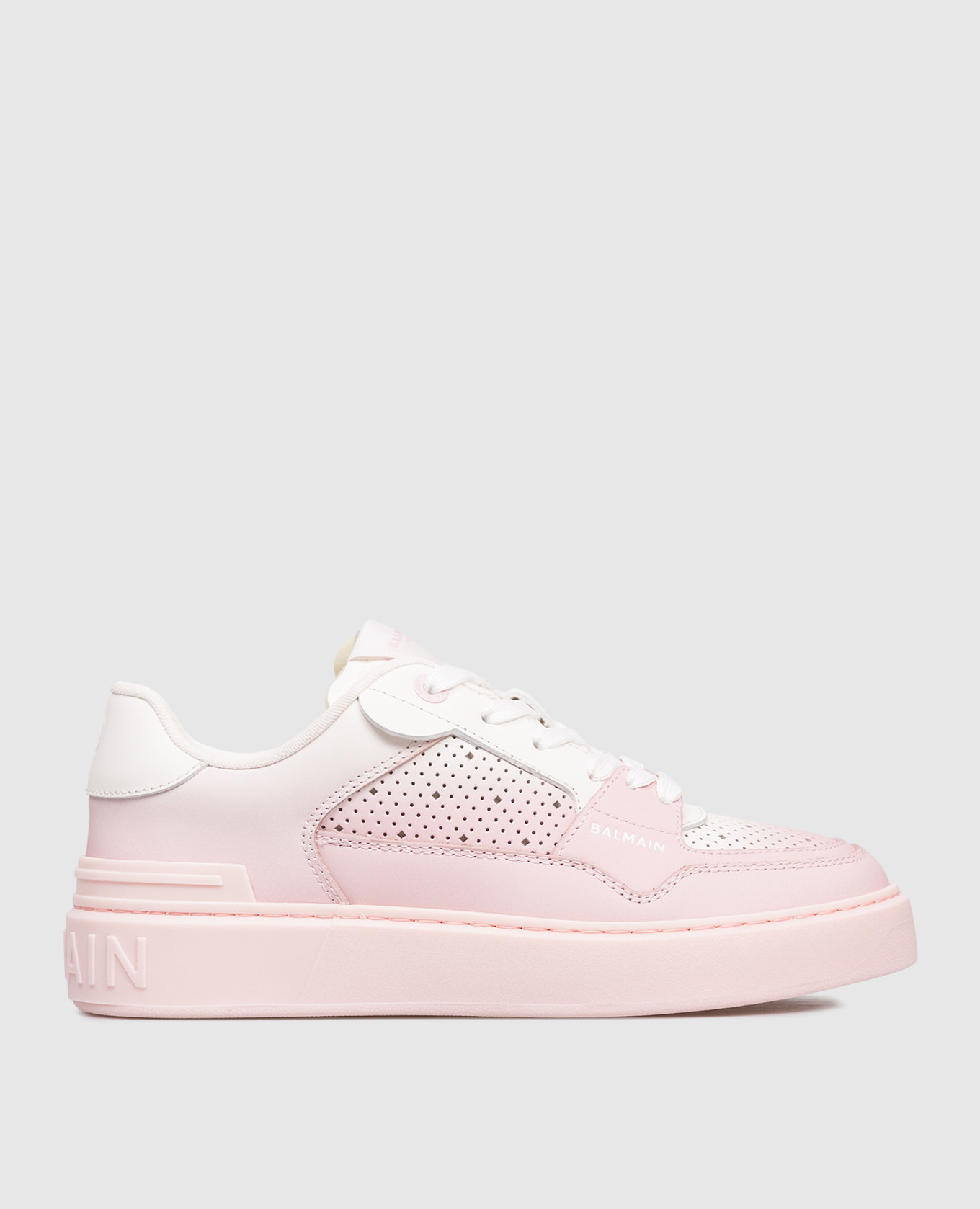Pink leather sneakers with logo Balmain