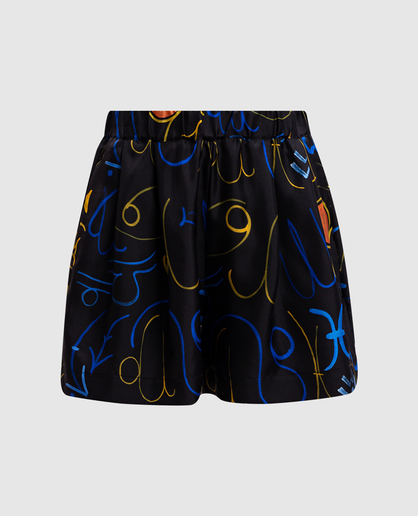 Zurich printed silk shorts in black Asceno