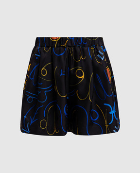 Asceno Zurich printed silk shorts in black B027F04C438