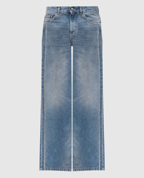 Palm Angels Blue jeans with logo print PMYA049S25DEN002