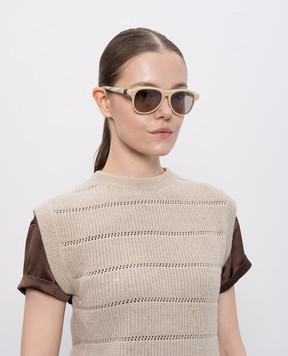 Brunello Cucinelli Beige sunglasses with a monil chain MOCGEMMS03