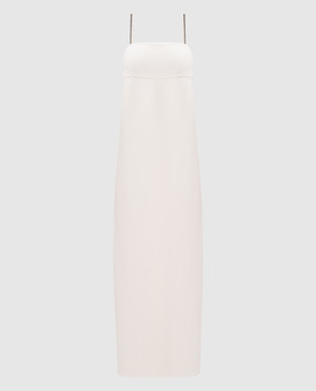 Brunello Cucinelli White maxi dress with silk and chain monil MA029A5334