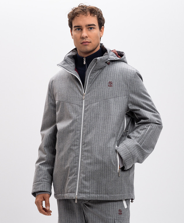Brunello Cucinelli Gray striped wool jacket M421MKG05 image 3
