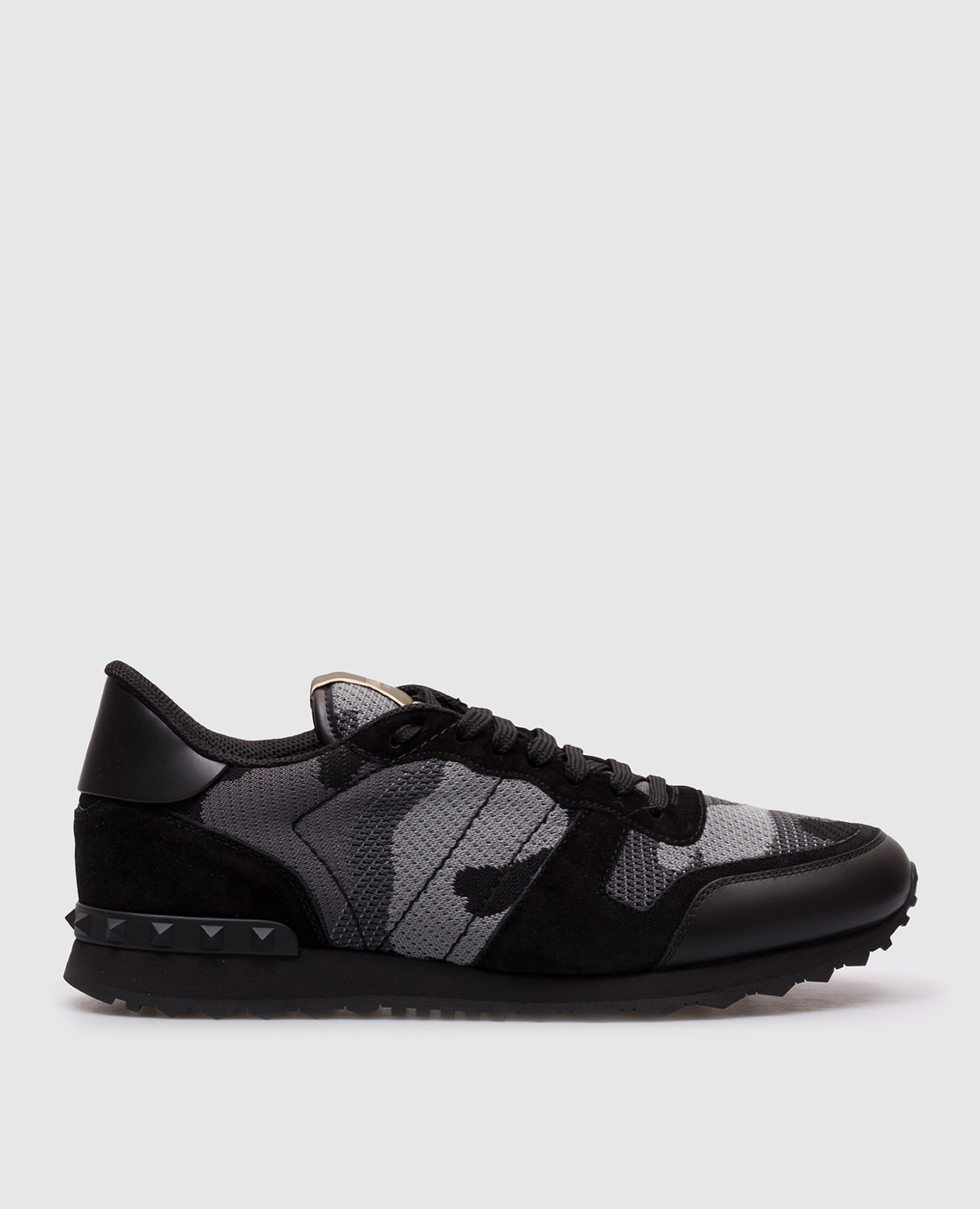 Black ROCKRUNNER combination sneakers with logo patch Valentino