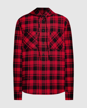 Off-White Red checkered shirt with a hood OMGE031C99FAB001sh
