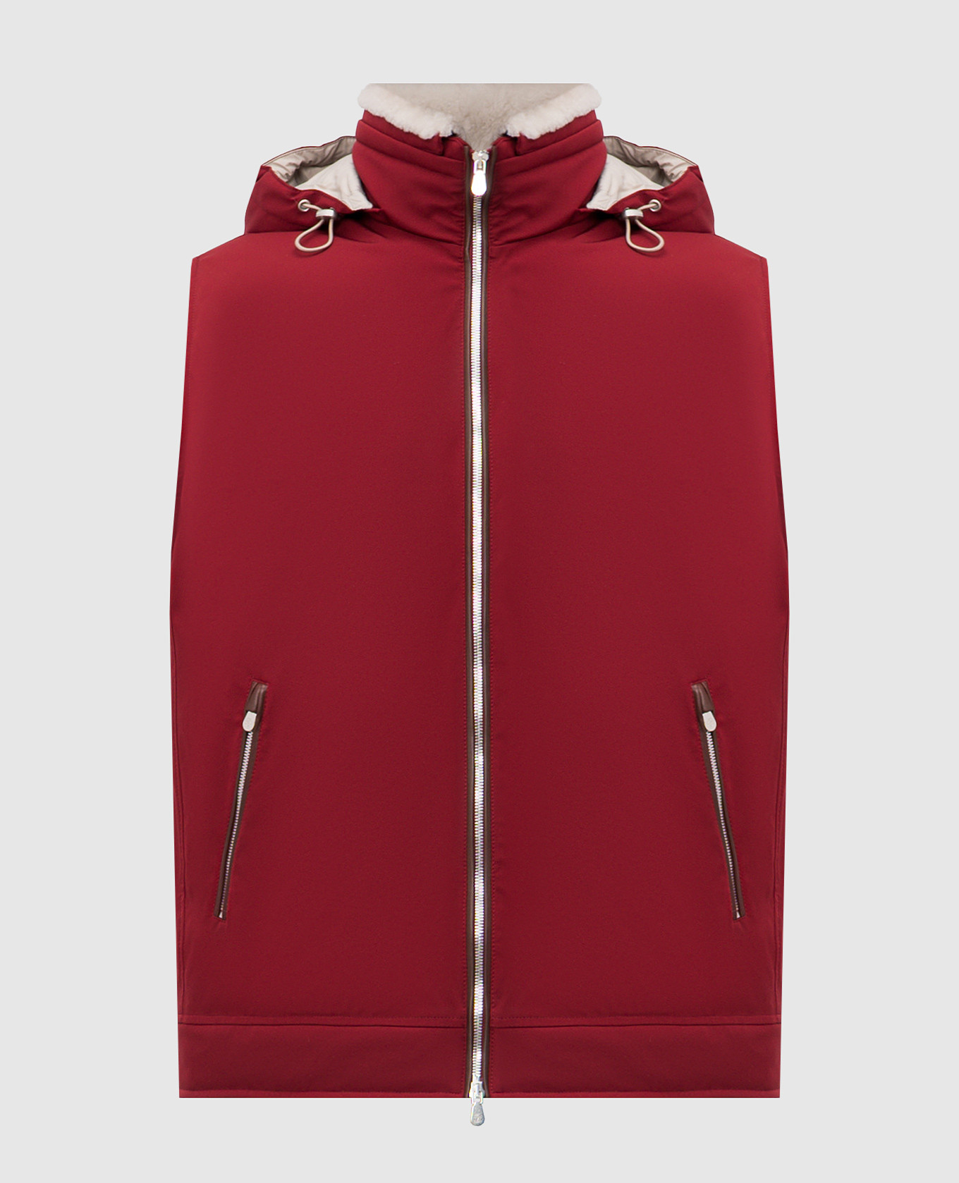 Burgundy down vest Brunello Cucinelli