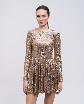 Dolce&Gabbana Beige mini dress with sequins F6DKXTFLSIX