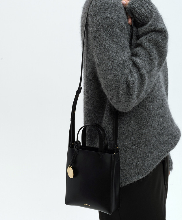 Jil Sander - Black leather bag with logo J07WC0029P4840