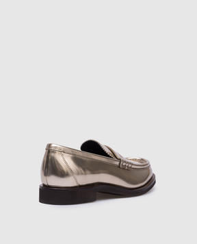 Brunello Cucinelli Gold leather loafers with monil chain MZSPG2741