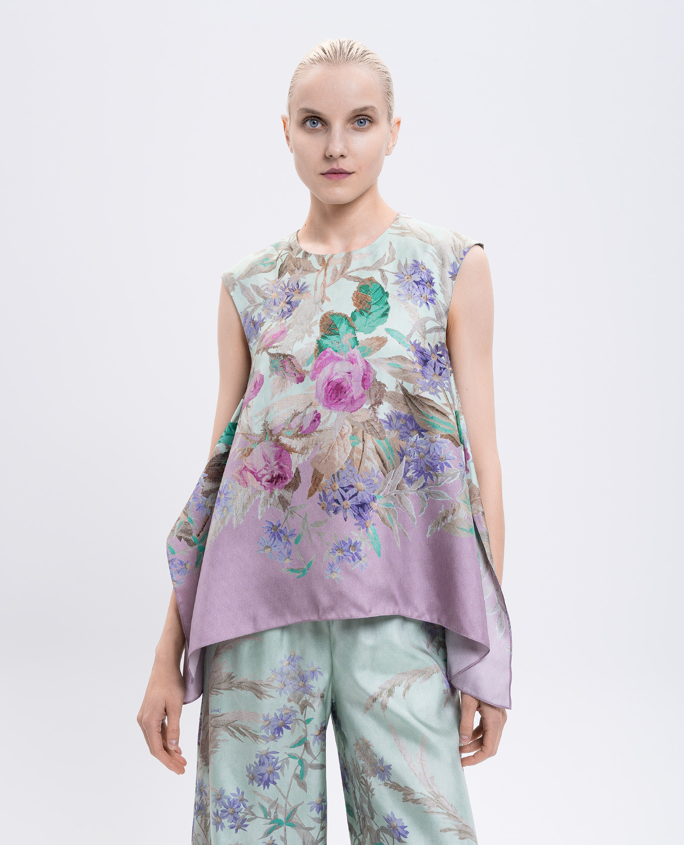 

Floral print silk top La DoubleJ, White