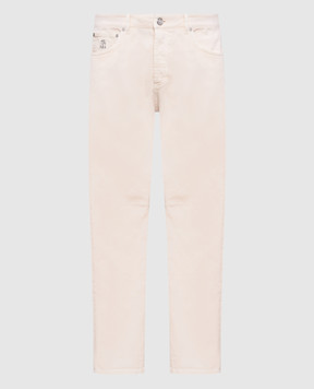 Brunello Cucinelli Pink jeans with leather logo patch M277PX1290