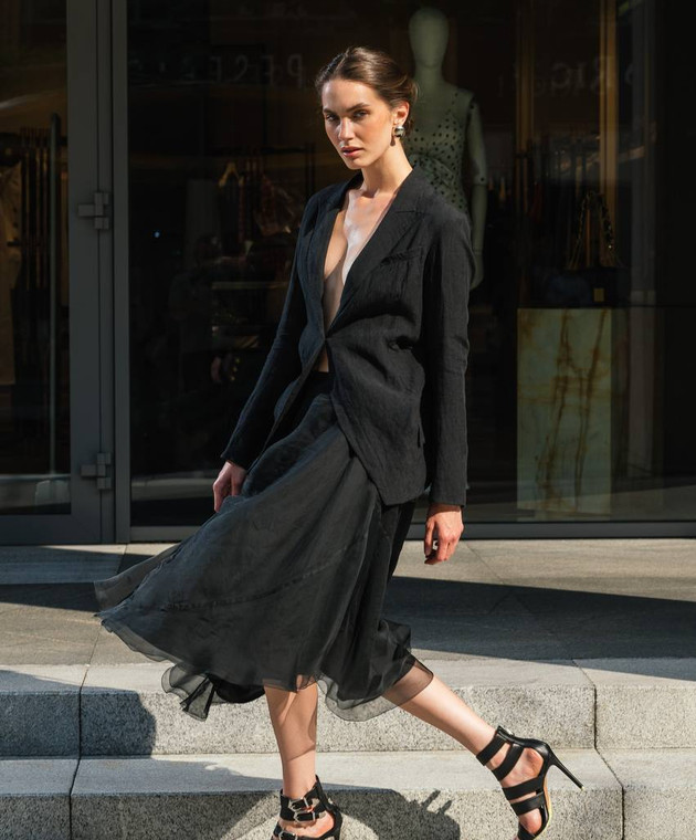 Marc Le Bihan - Black linen jacket with an open back 2250 - shop