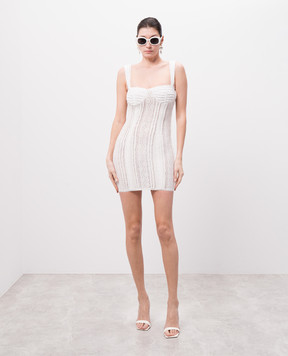 Charo Ruiz Selene white mini dress with lace 255600