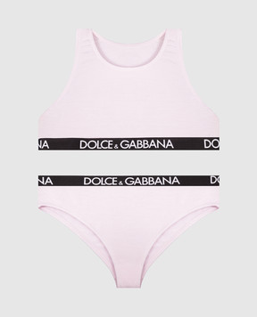 Dolce&Gabbana Children's pink top and panty set L5J713FUGNE