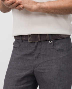 Stefano Ricci Grey suede belt with logo N351SDA311P